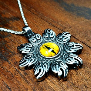 Evil Eye Sun Stainless Steel Pendant necklace