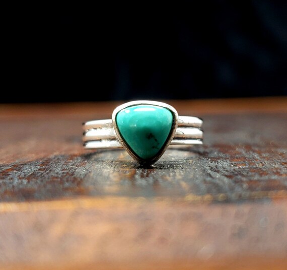 Simple Sterling Silver Turquoise Ring - image 2