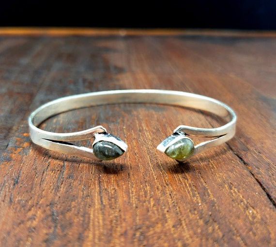 Simple Silver Labradorite Dagger Bangle Bracelet … - image 2