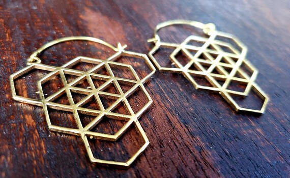 Gold Sacred Geometry Geometric Earrings