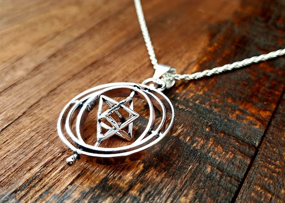 Silver Gyroscope Sacred Geometry Spinner Pendant … - image 4