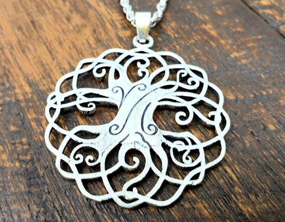 Silver Celtic Tree of life Sacred Geometry Pendan… - image 2