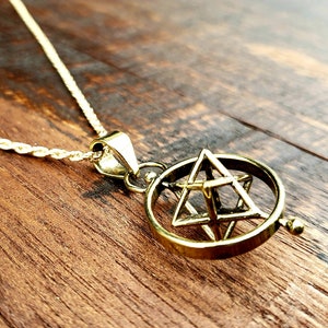 Spinning Gold Star Sacred Geometry Pendant Necklace