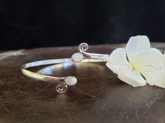 Silver Moonstone Swirl Arm cuff Arm Band Upper Ar… - image 3