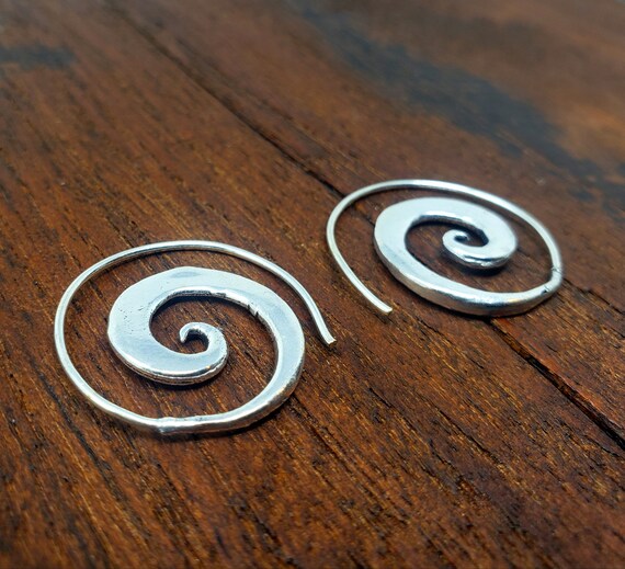 Small Simple Silver Threader Spiral Earrings - image 1