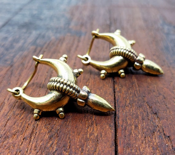 Traditional Indian Tribal Gold Earrings - image 2