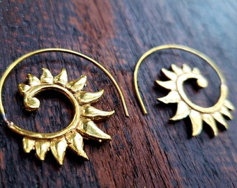 Ancient Dance Gold Spiral Earrings