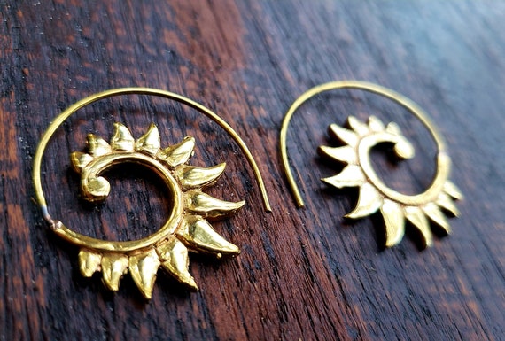Ancient Dance Gold Spiral Earrings - image 1