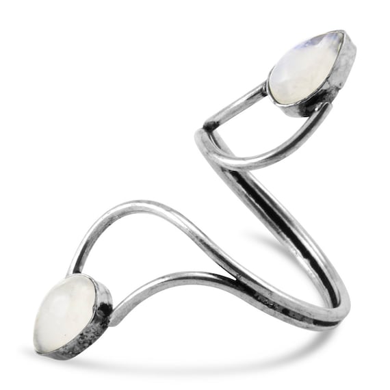 Silver Moonstone Vortex Ring Adjustable Tribal Cr… - image 3