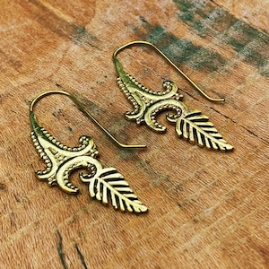 Leaf Drop Earrings • Brass Nature-Inspired Jewelry • Boho Festival Earrings