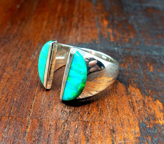Sterling Silver Turquoise Opal Adjustable Stateme… - image 1