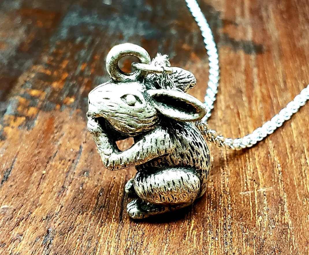Silver Lucky Rabbit Pendant Necklace | Etsy