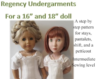 Sewing Pattern for Regency Undergarments for 16" and 18" doll