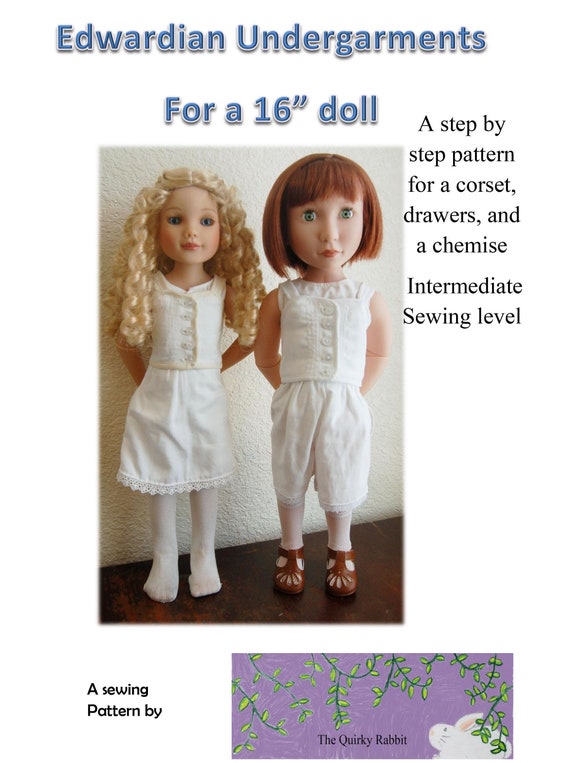 Sewing Pattern for Edwardian Undergarments for 16 doll