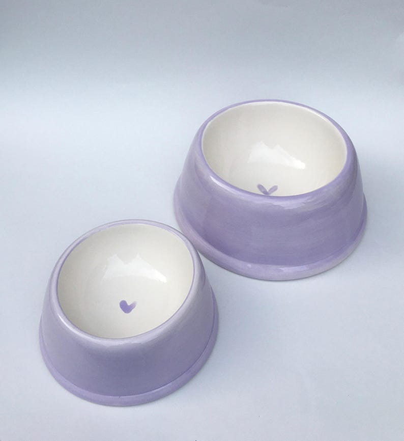Handmade Personalised Earthenware Pet Bowl: Angled Spaniel Bowl in Sorbet Pastel Colours image 12