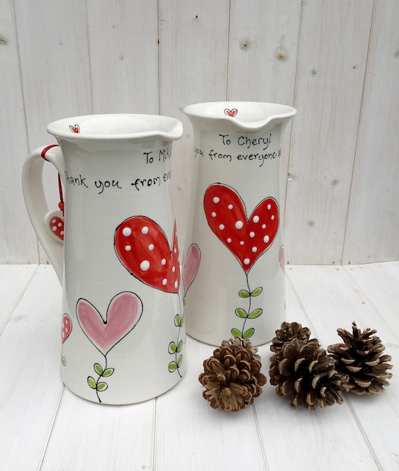 Personalisierte Keramikkrugvase: Handbemalte Keramik Geschenk, Jubiläum, Hochzeit