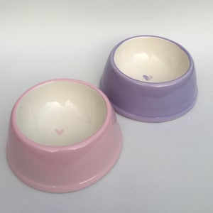 Handmade Personalised Earthenware Pet Bowl: Angled Spaniel Bowl in Sorbet Pastel Colours image 14