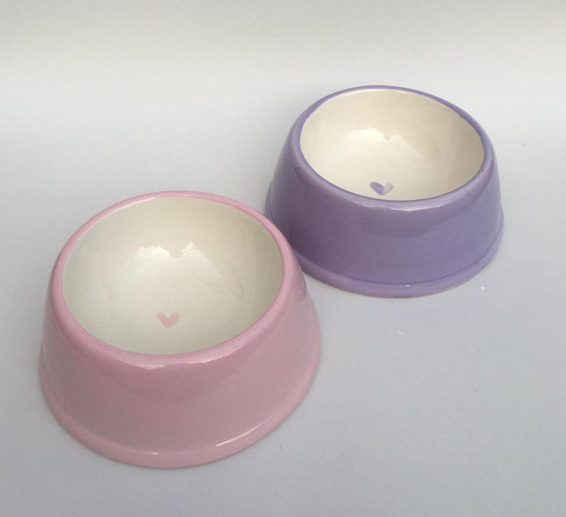 Handmade Personalised Earthenware Pet Bowl: Angled Spaniel Bowl in Sorbet Pastel Colours image 14