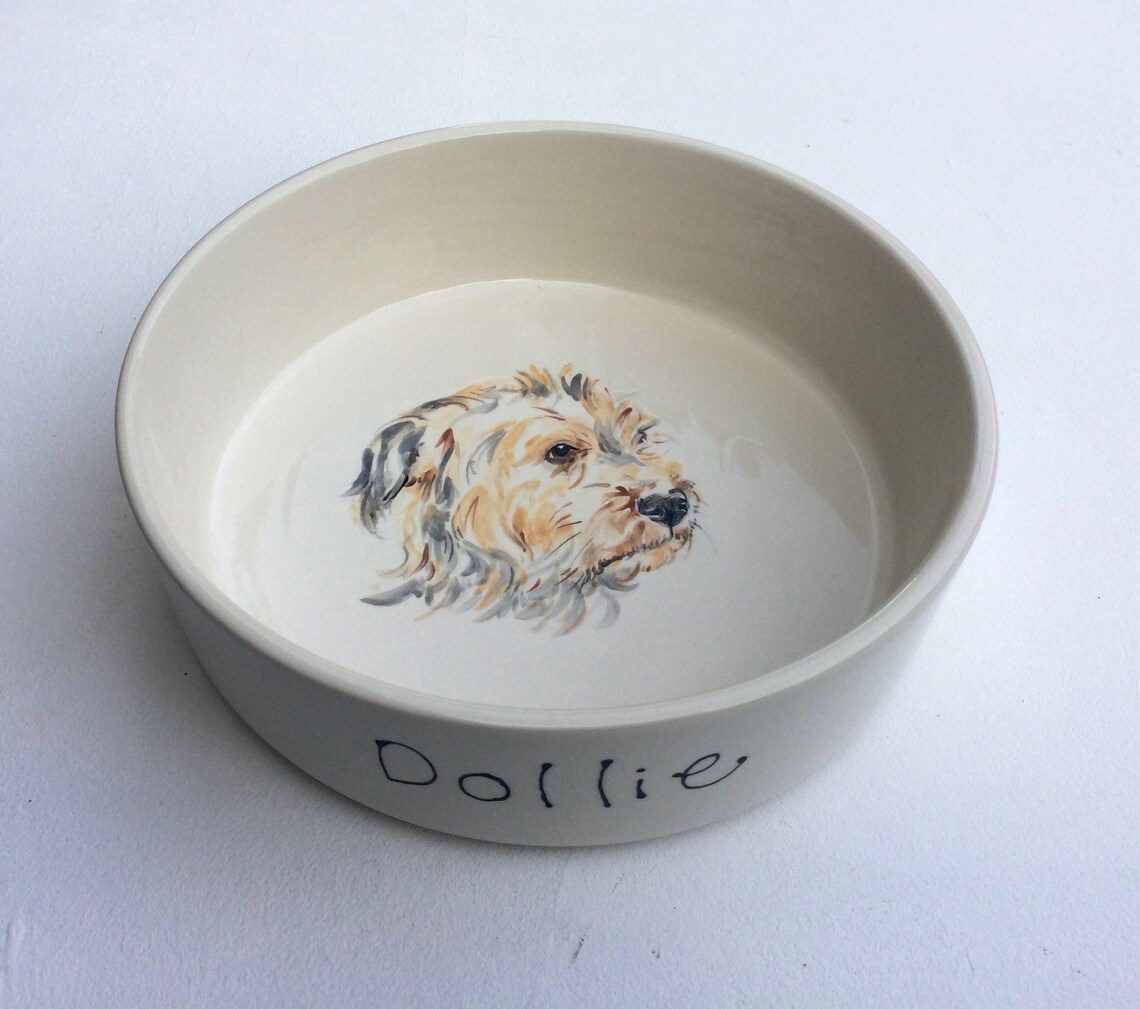 Personalised Ceramic Dog Bowl With Portrait .water Bowl. Gift Etsy