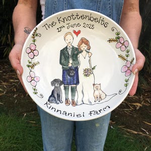 Hand Painted Custom Family Portrait Serving Bowl: Handmade UK Pottery