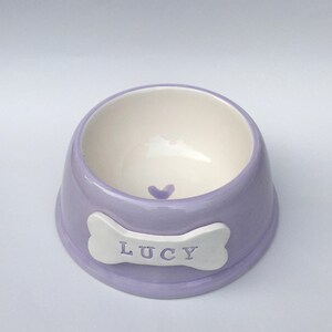 Handmade Personalised Earthenware Pet Bowl: Angled Spaniel Bowl in Sorbet Pastel Colours image 11