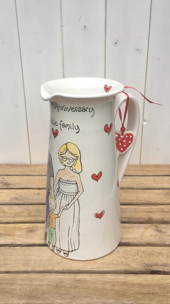 Personalisierte Keramikkrugvase: Handbemalte Keramik Geschenk, Jubiläum, Hochzeit
