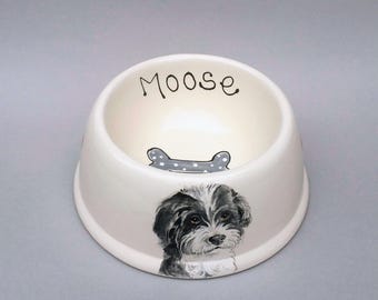 Hand-Painted Ceramic Dog Bowl: Custom Pet Portrait, Personalised Gift