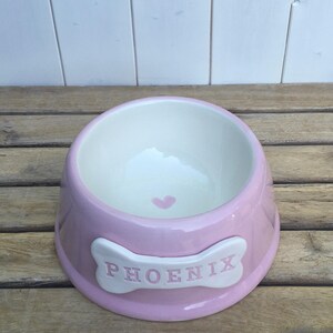 Handmade Personalised Earthenware Pet Bowl: Angled Spaniel Bowl in Sorbet Pastel Colours image 7