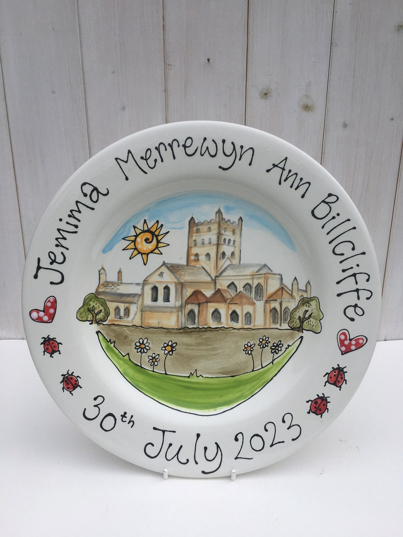 Commemorative Ceramic Plate for Baptism, Confirmation, Christening image 1