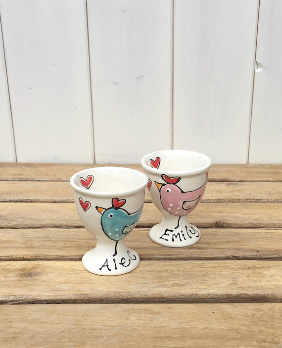 Personalisierte Keramik-Eierbecher: Handbemaltes Huhn Design Paargeschenk