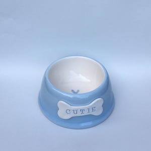 Handmade Personalised Earthenware Pet Bowl: Angled Spaniel Bowl in Sorbet Pastel Colours image 10