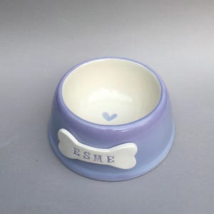 Handmade Personalised Earthenware Pet Bowl: Angled Spaniel Bowl in Sorbet Pastel Colours image 16