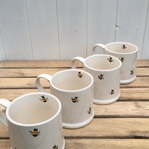Collection of Honey Bee Mugs, Cotswold gift, Springtime Mugs, Handmade, Hand painted, Bees, Bumble Bees, Honey Bees, Coffee Cup, Cup of Tea