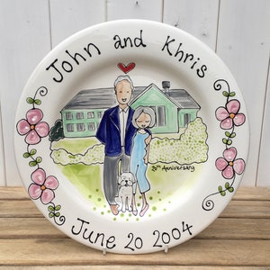 Personalised Wedding Anniversary Plate , Bespoke Wedding Gift, Personalised Pottery Gift for 8th and 9th Wedding Anniversary