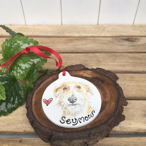 Hanging Ceramic Decoration with Portrait of Dog , Cat, Horse, Rabbit . A lovely personalised gift to hang in the house .Pet Portrait.