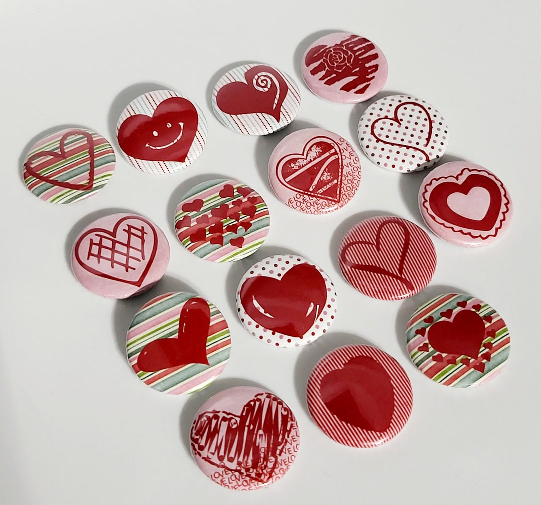 Heart Pin-back Buttons - Etsy