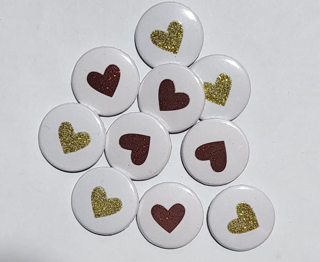 Heart Pin-back Buttons - Etsy