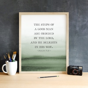 Psalm 37:23 | The Steps of a Good Man | Father's Day Gift | Printable Wall Art | Bible Verse for Men | Abstract Watercolor | Gift for Dad