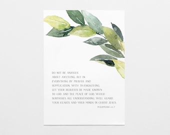 Philippians 4:6-7 | "Do Not Be Anxious About Anything" Art Print | Christian Wall Art | Bible Wall Art | Religious Quote | Farmhouse Art