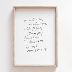 Mooie Verlosser | Hymn Quote Art Print | Crusader&#39;s Hymn | Eerlijkste Heer Jezus | Minimalistische Hymn Lyric | Spring Printable | Modern Christelijk