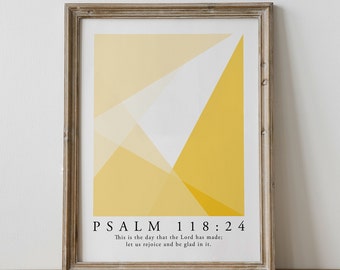 Psalm 118:24 | The Day The Lord Has Made | Bible Verse Printable Wall Art | Christian Art Print | Modern Geometric Wall Art