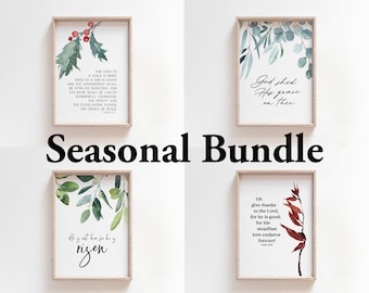 Seasonal Bundle | Printable Wall Art | Easter Printable Wall Art | Christmas Printable Wall Art | Thanksgiving Printable | Printable Art Set