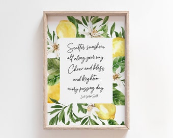 Scatter Sunshine | Hymn Printable Wall Art | Watercolor Floral | Kindness Quote Art | LDS Art | Christian Wall Decor | Summer Print