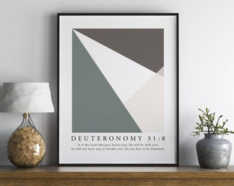 Deuteronomy 31:8 | Do Not Fear | Modern Christian Wall Art | Abstract Printable Wall Art | Bible Art Print | Geometric Neutral Art Printable