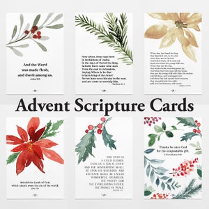Christmas Advent Scripture Cards Printable Christmas Advent Calendar Christmas Decor Christmas Print Christmas Countdown image 1