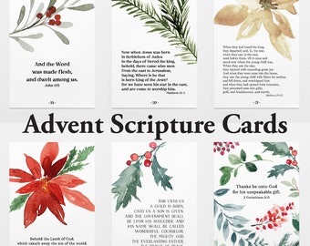 Christmas Advent Scripture Cards | Printable Christmas Advent Calendar | Christmas Decor | Christmas Print | Christmas Countdown