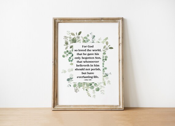 John 3:16 | God so Loved the World | Bible Verse Printable Wall