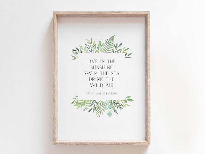 Live in the Sunshine Swim the Sea Drink the Wild Air Ralph Waldo Emerson Summer Printable Wall Art Summer Quote Poem Art Print image 3