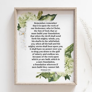 Helaman 5:12 | Christus ist eine sichere Grundlage | Druckbare Wandkunst | Buch Mormon | LDS-| LDS Schrift | LDS Wandkunst