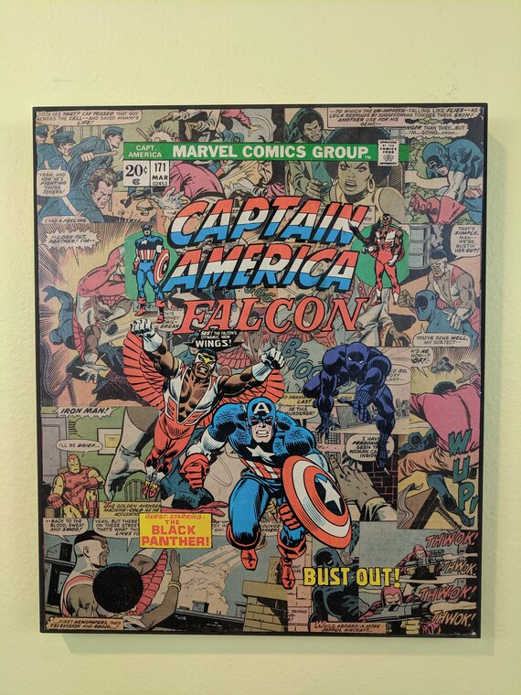 Captain America 171 Falcon Black Panther Comic Book Collage 11 X 13 Inches